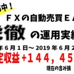 ＦＸ自動売買ＥＡ【虎徹】運用実績(2019/6/1～2019/6/28）