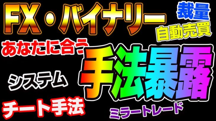 【FX・バイナリー】あなたに合う手法暴露！！　裁量、システム、自動売買、ミラートレード、チート手法