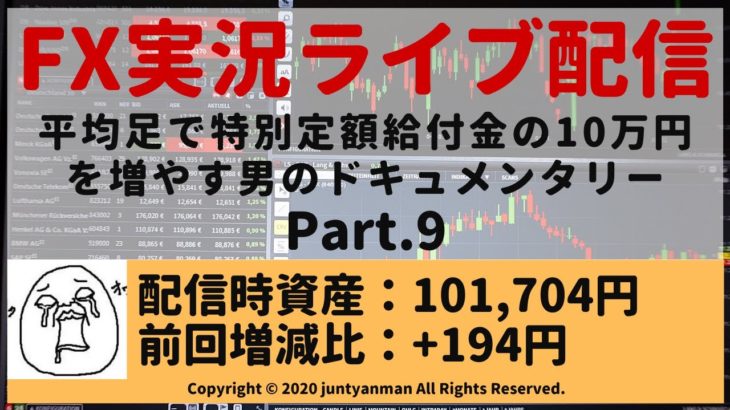 【FX実況ライブ配信】平均足で特別定額給付金の10万円を増やす男のドキュメンタリーPart.9