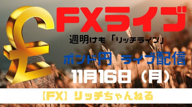 【FXライブ】ポンド円週明け相場！FX初心者さん歓迎！ エントリーが超簡単になるチャネルライン（ポンド円 垂れ流し配信）11/16/2020（後編）