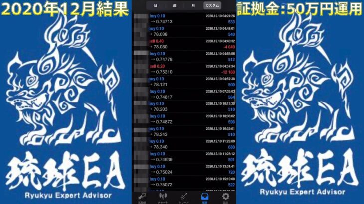 FX自動売買ツール 琉球EA 12月結果