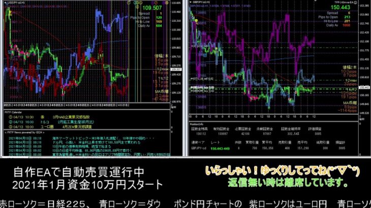 【FX】🍵MT4システムトレード自動売買🍵【EA】2021/0413