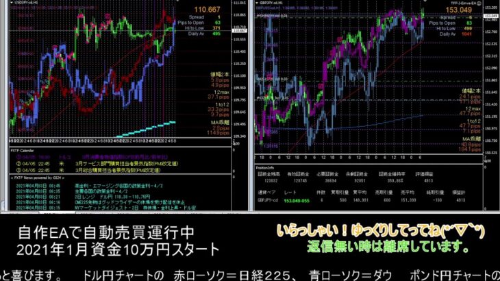 【FX】🍵MT4システムトレード自動売買🍵【EA】2021/0402