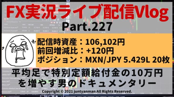 【FX実況ライブ配信Vlog】平均足で特別定額給付金の10万円を増やす男のドキュメンタリーPart.227