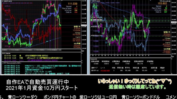 【FX】🍵MT4システムトレード自動売買🍵【EA】2021/0702