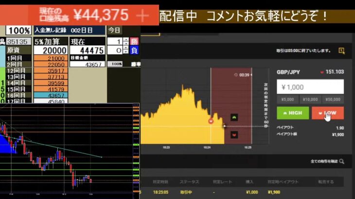 【チャートを読む勉強会】バイナリーオプション　ライブ　BO Sigma　　＃BO  #投資 #FX #LIVE