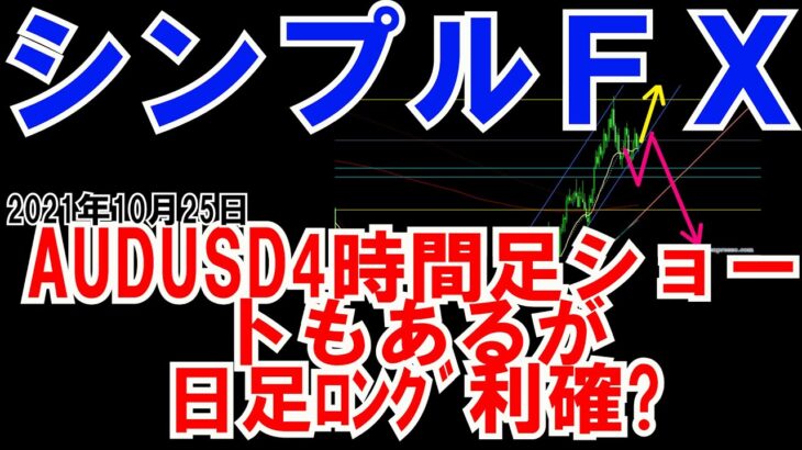 ＦＸ実況 AUDUSD4時間足ショートエントリーが1番可能性あるシナリオだが　まだ日足でロングのポジション持っているんだよね