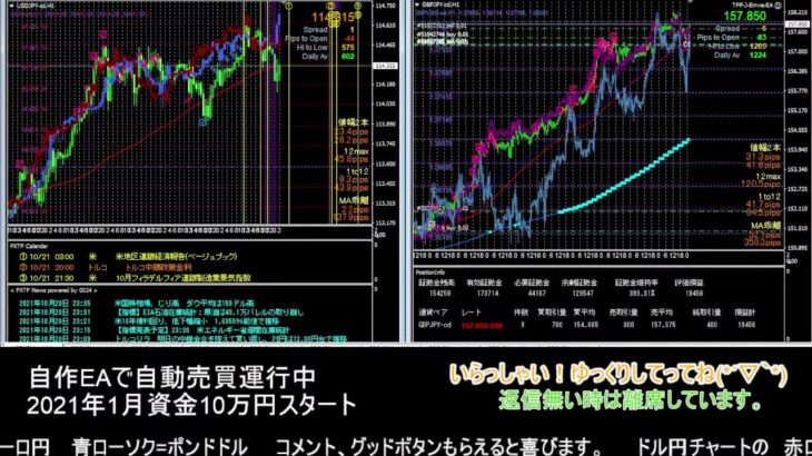 【FX】🍵MT4システムトレード自動売買🍵【EA】2021/10/20