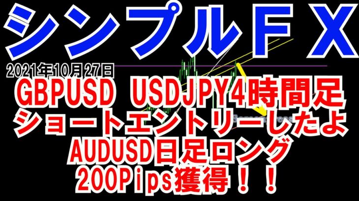 ＦＸ実況　AUDUSD 200Pips獲得！！GBPUSD USDJPY エントリー下よ！！