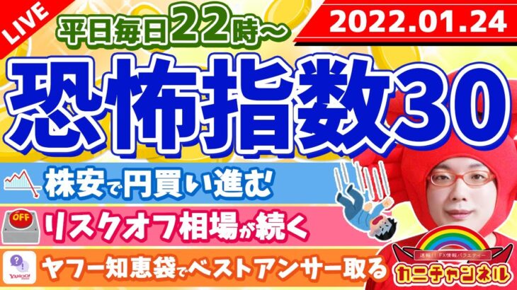 FXライブ配信《恐怖指数30超え》2022年1月24日（月）FX実況生配信カニトレーダーチャンネル生放送1031回目