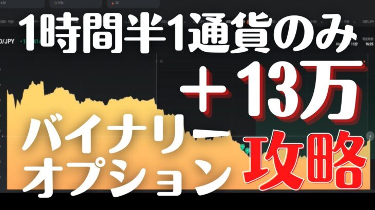 【バイナリーオプション攻略】1時間半1通貨のみ＋13万