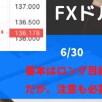 【FX　ドル円 ６月３０日】引き続きロング目線だがいくつか注意も必要？？