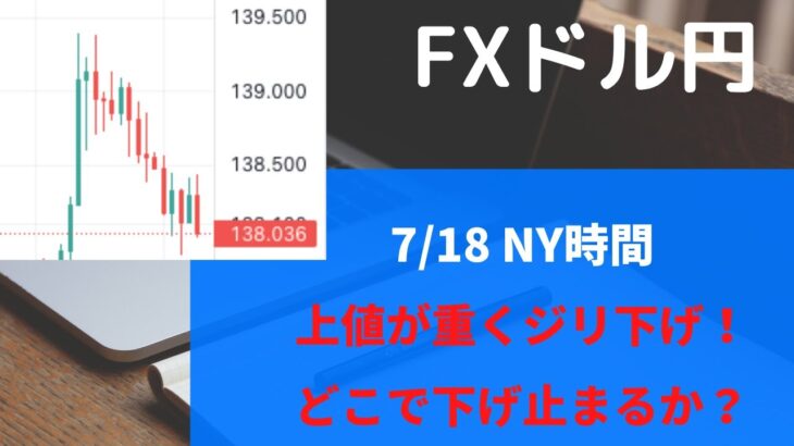 ※23時50分ごろの動画【FX　ドル円 ７月１８日】利上げの期待が剥がされ上値が重い！反発できるのか？