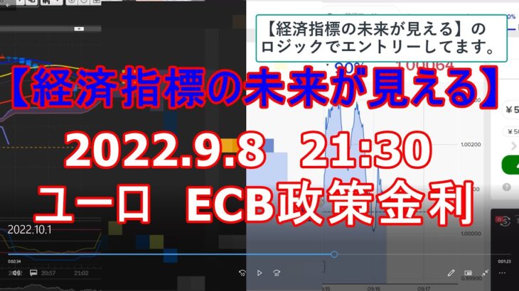 バイナリー【経済指標の未来が見える】ユーロECB政策金利（1分）2022.9.8