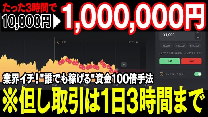 【所持金1万円】初心者が一夜で100万円！資金100倍を実現した禁断手法！本邦初公開です！【バイナリーオプション】【投資】【副業】【FX】【ハイローオーストラリア】