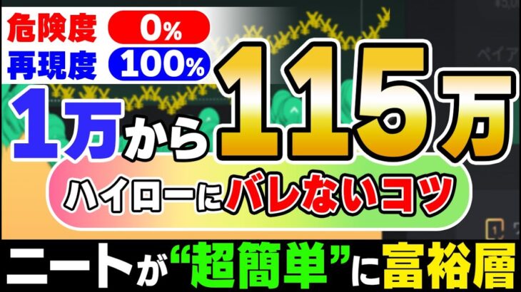 48歳のニートがたった3時間で115万！119勝3敗で勝率98.3％を記録！勝てすぎて人生が狂ってしまう恐れアリ【バイナリーオプション】【FX】【ハイローオーストラリア】【副業】