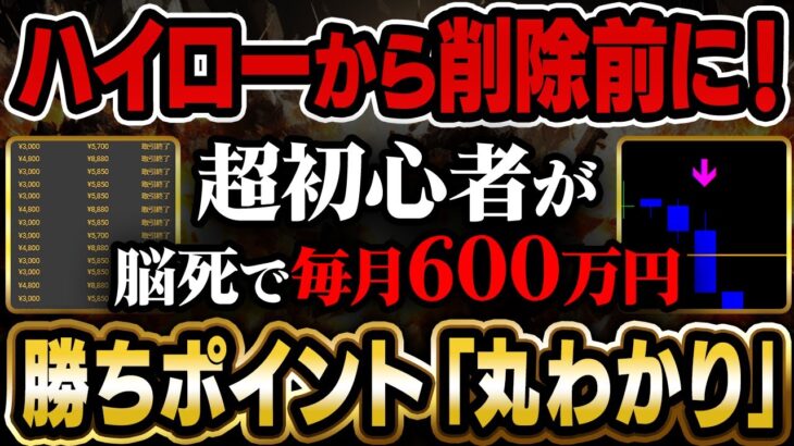 勝ちポイント「丸わかり」ツール！脳死でハイローから毎月600万！超初心者でも簡単に出来る勝ち方！バイナリー必勝法を無料プレゼント【バイナリーオプション】【ハイローオーストラリア】【FX】【トレード】