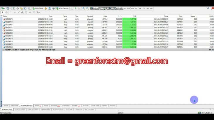 Yesterday Forex robot software auto trading EA Trading Bot 2024/06/19 Profit video proof.(Slow day)