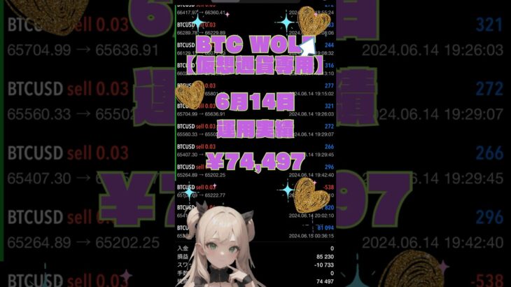 【FX自動売買検証】🐕BTCWLOF EA🐕2024/6/14運用実績！ 金虎EA ミリオンシップEA  神の目EA  投資　初心者  爆益  安定  不労所得    仮想通貨  BTC WOLF