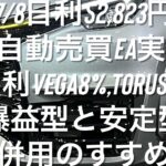 7/8日利52,823円 FX自動売買EA実績 日利Vega8%,Torus2% 爆益型と安定型の併用のすすめ #ゴールド #相場環境認識 #おさーんのトレード記