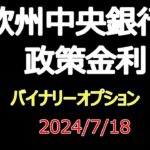 20240718 欧州中央銀行政策金利 バイナリーオプション