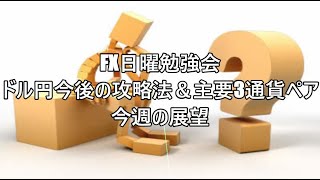 FX日曜勉強会　ドル円今後の攻略法＆主要3通貨ペア今週の展望