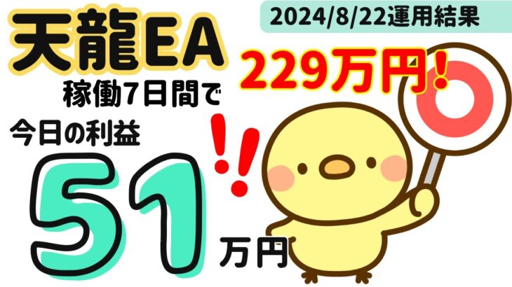 天龍EA★稼働7日間で229万円！｜金虎EA　神の目EA　ミリオンシップEA　金獅子EA　BTC WOLF　ビットコイン　FX自動売買　安定型　爆益型　無料EA　完全放置　不労所得　分散投資　EA太郎