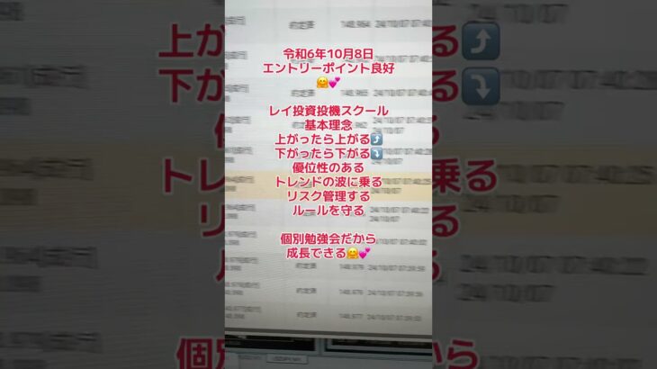 令和6年10月8日FX・バイナリーオプション・仮想通貨エントリーポイント良好🤗💕レイ＆アン投資投機スクール