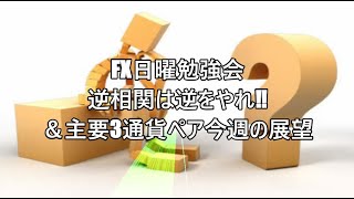 FX日曜勉強会　逆相関は逆をやれ‼＆主要3通貨ペア今週の展望