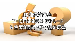 FX日曜勉強会　ユーロ円3-3波と5波トレード　＆主要3通貨ペア今週の展望