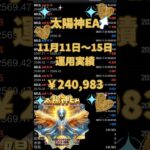 【FX自動売買検証】🌞太陽神EA🌞2024/11/11〜15運用実績！太陽神EA 天龍EA  金虎EA ミリオンシップEA  神の目EA  投資　不労所得    仮想通貨  BTC WOLF