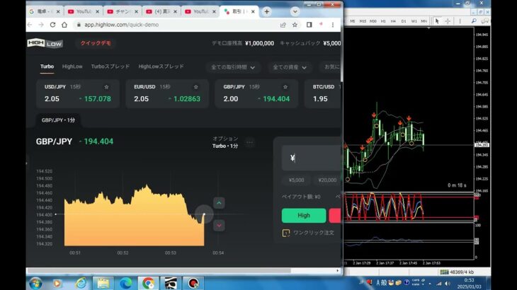 バイナリーオプション 検証 勝率90％ 余剰資金10％ 解説 250103