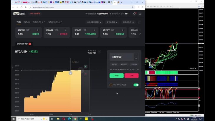 バイナリーオプション 逆張り検証 BTC/USD 250301